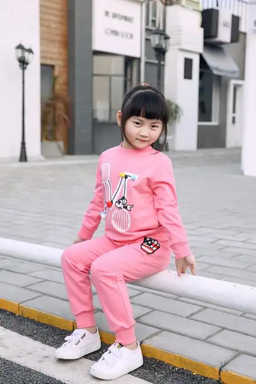 1701套装2019年春秋新款小女孩儿童运动服装中大童春装两件套童装