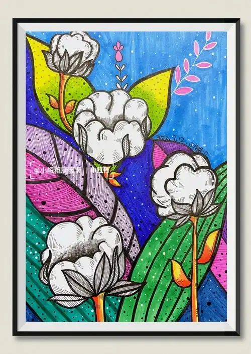 马克笔创意线描画棉花