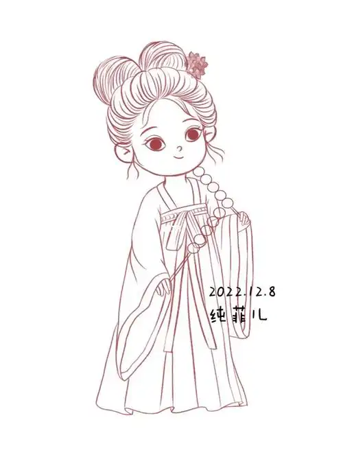 古风汉服人物可爱女孩q版速写练习