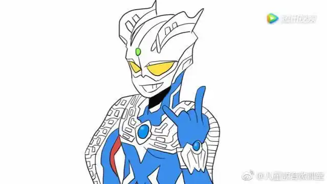 奥特曼简笔画赛罗奥特曼q版帅气的赛罗奥特曼战斗姿势儿童亲子简笔画