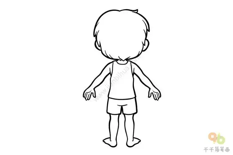 小男孩背影简笔画步骤,小男孩背影怎么画