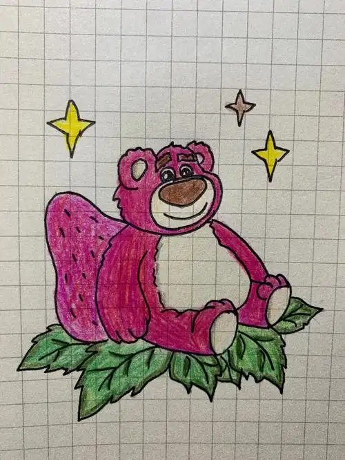 0基礎  #简笔画  #临摹  #草莓熊  #倒霉熊  #彩铅临摹