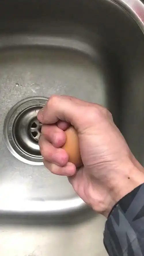 一个人手握住鸡蛋是捏不爆的……就是施瓦辛格来也不行!