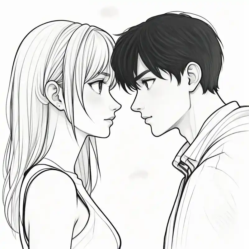 95双人黑白素描头像精选96 探索黑白之间的深邃与纯粹,双人素描