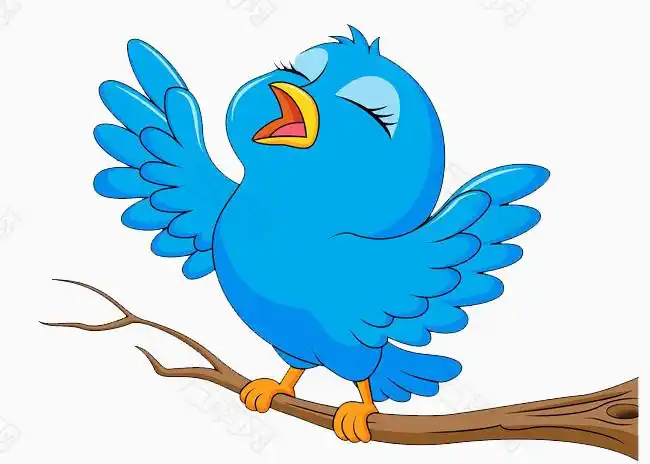 手绘蓝色小鸟素材