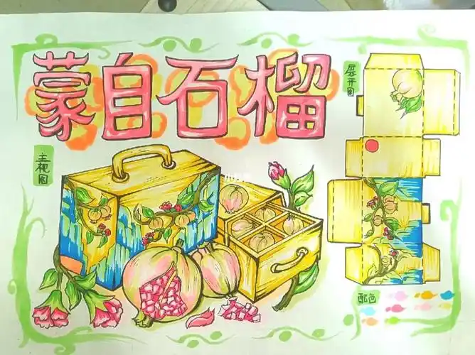 石榴包装设计手绘马克笔