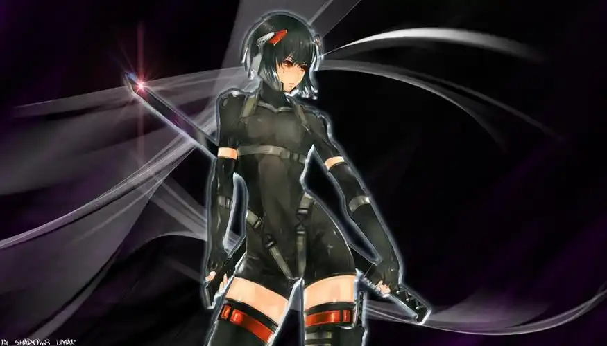 赛博朋克,未来主义,动漫女孩,酷,剑壁纸