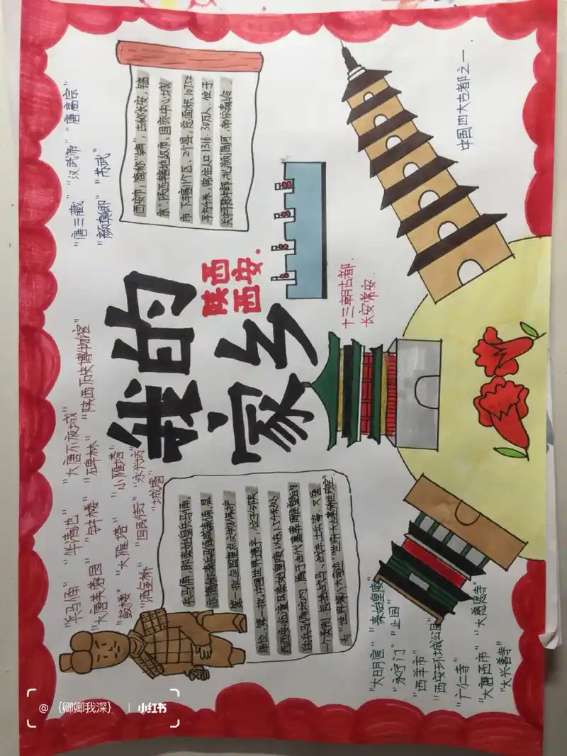 我的家乡陕西西安小报 卿卿我深专属话题 学习 西安 陕西 手抄报