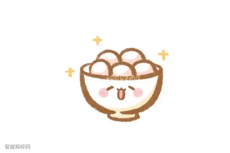简简单单一碗可爱甜汤圆怎么画