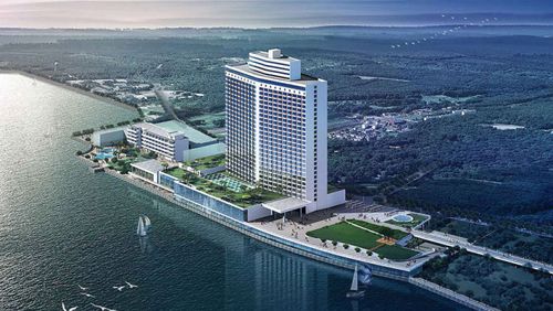 宾馆建筑外观设计 旅馆度假接待服务大厦大楼室外效果图欧式宾馆