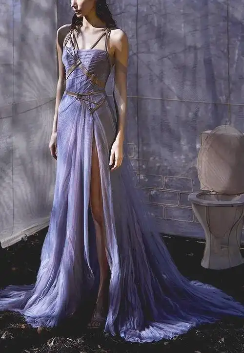 hassidriss2020高定礼服沉睡的仙女系列淡蓝礼裙月光似水