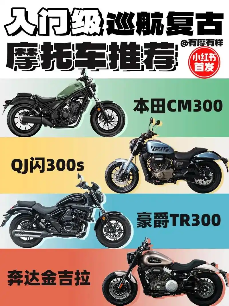 入门级巡航复古摩托车推荐.#金吉拉300 #闪300s #巡 - 抖音