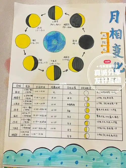 三年级暑假月相手抄报