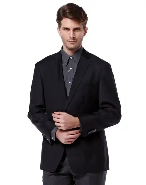 蓝黑色商务正装长袖西服