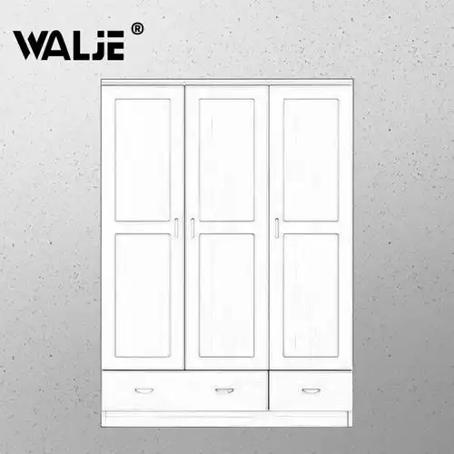 walje000133三门松木衣柜衣橱