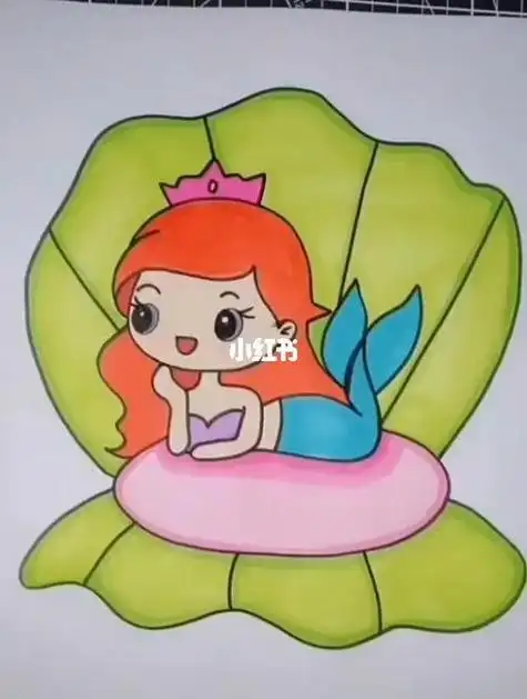 童话故事海底世界里的 strong>美人鱼 /strong>公主简笔画画法步骤