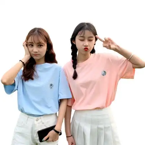 刺绣t恤女短袖抖音姐妹装闺蜜装夏季学生多人三四人韩版多人上衣