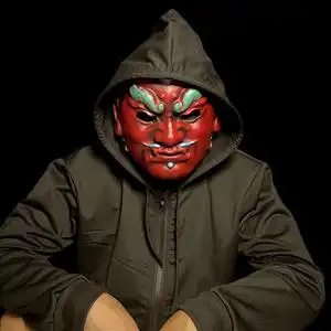 面甲天王面具全脸国潮神将日本武士恐怖天狗面罩甲胄头套树脂摆件