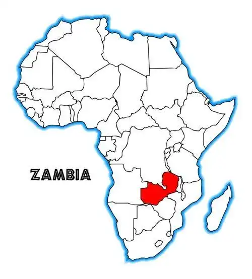 非洲地图中红色部分为赞比亚