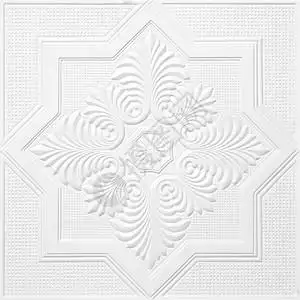 天花板石膏板上的白色花朵图案背景图片