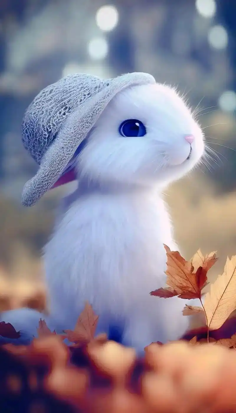 可爱的小兔子壁纸系列三,灰蓝色系列,48张无水印