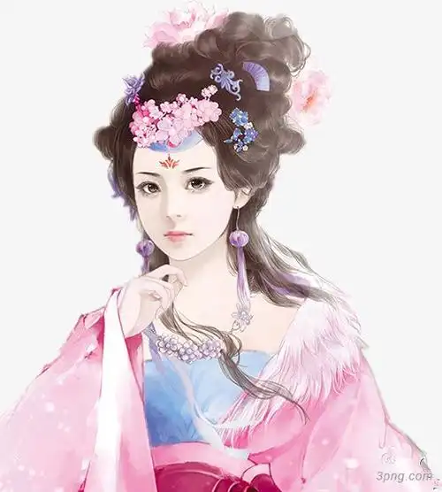 古风立绘白衣白头饰美女png素材透明免抠图片-动植人物