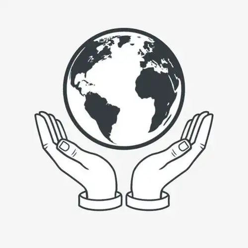 手托黑白地球图案