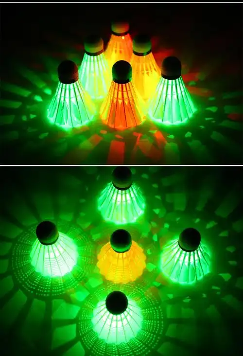 荧光发光羽毛球夜光球防风超耐打不烂鹅毛室外亮带灯的塑料尼龙球体育