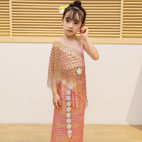 服装泰国风情傣族女童西双版纳泼水节影楼摄影少数儿童演出服