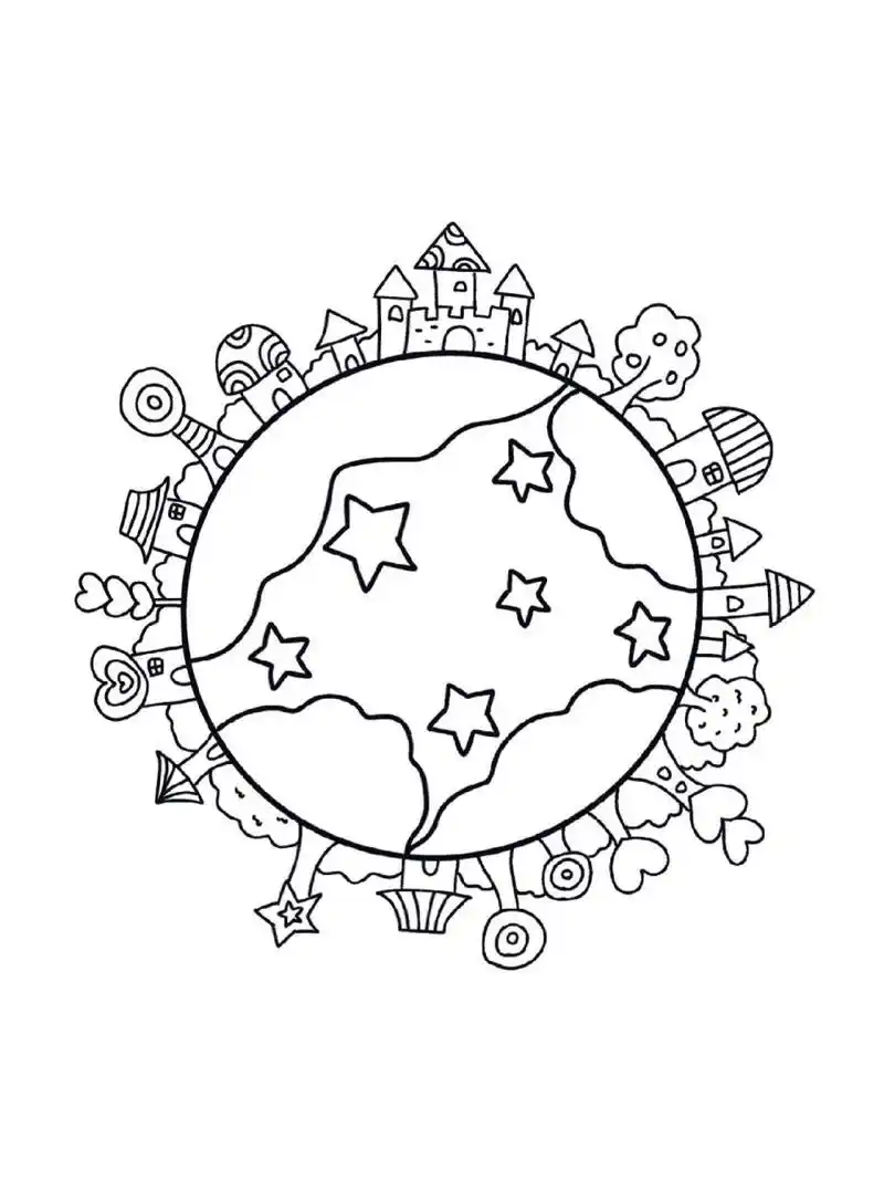 儿童创意简笔画《地球家园》