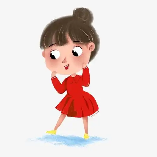 吐舌头的手绘红衣小女孩