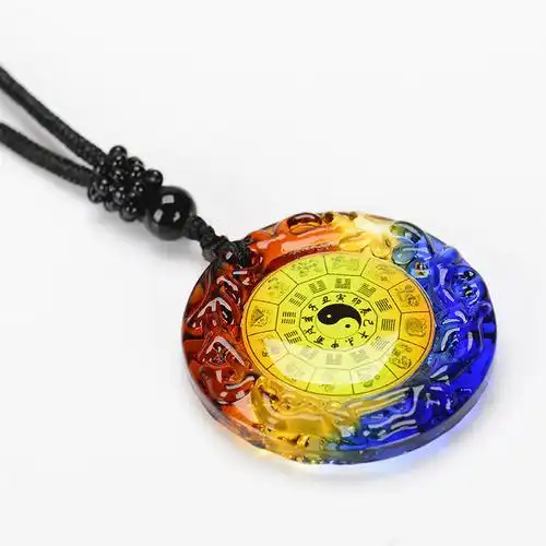 道家风水法器男女琉璃项链太极图阴阳鱼吊坠儿童护身符挂坠辟邪