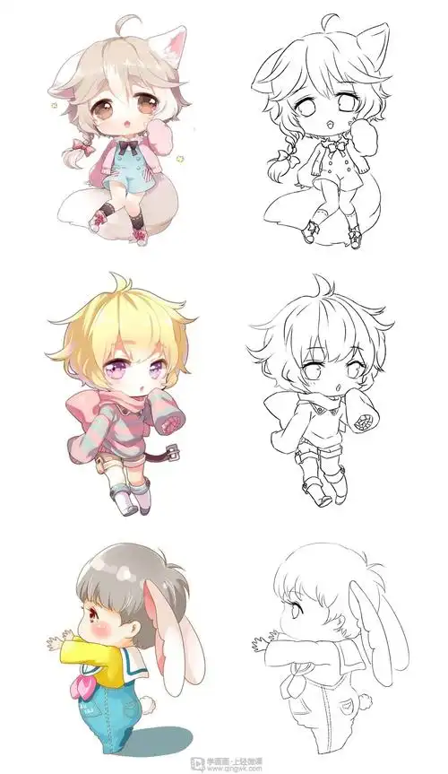 《日系厚涂之q版人体动态练习》by 话梅