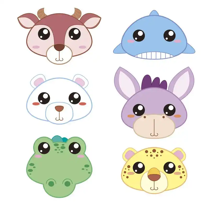 动物头-07,六个可爱卡通动物头图标