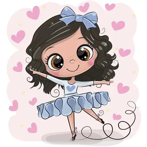 粉色背景上的卡通芭蕾舞女演员图片