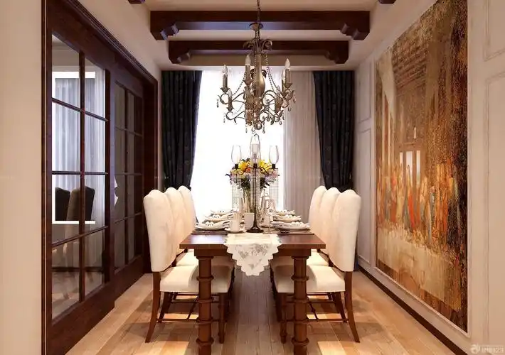 美式家庭餐厅餐桌椅子设计图