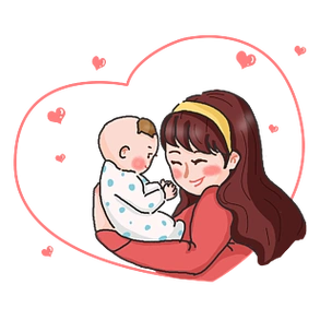 手绘母亲节拥抱妈妈花朵可爱甜美首页母亲节快乐妈妈拥抱孩子海报素材