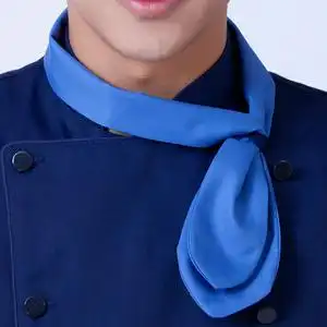 厨师领巾领结黑红黄蓝绿色汗巾三角巾酒店厨房总厨工作服领花男女