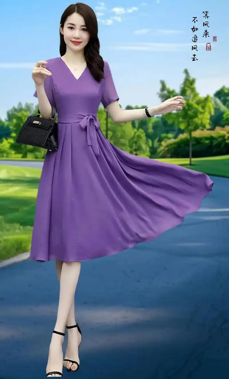 恒源祥彩羊桑蚕丝真丝连衣裙