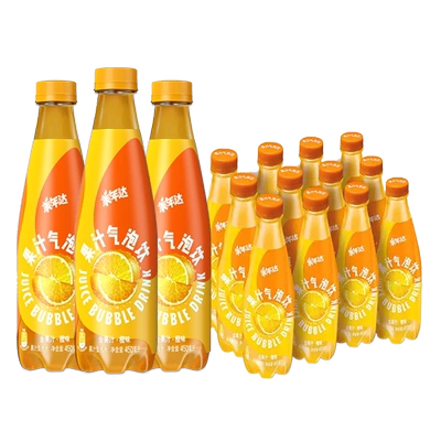 00:00美年达果汁气泡饮橙味450ml*12瓶整箱 果味碳酸汽水夏季宅家囤货