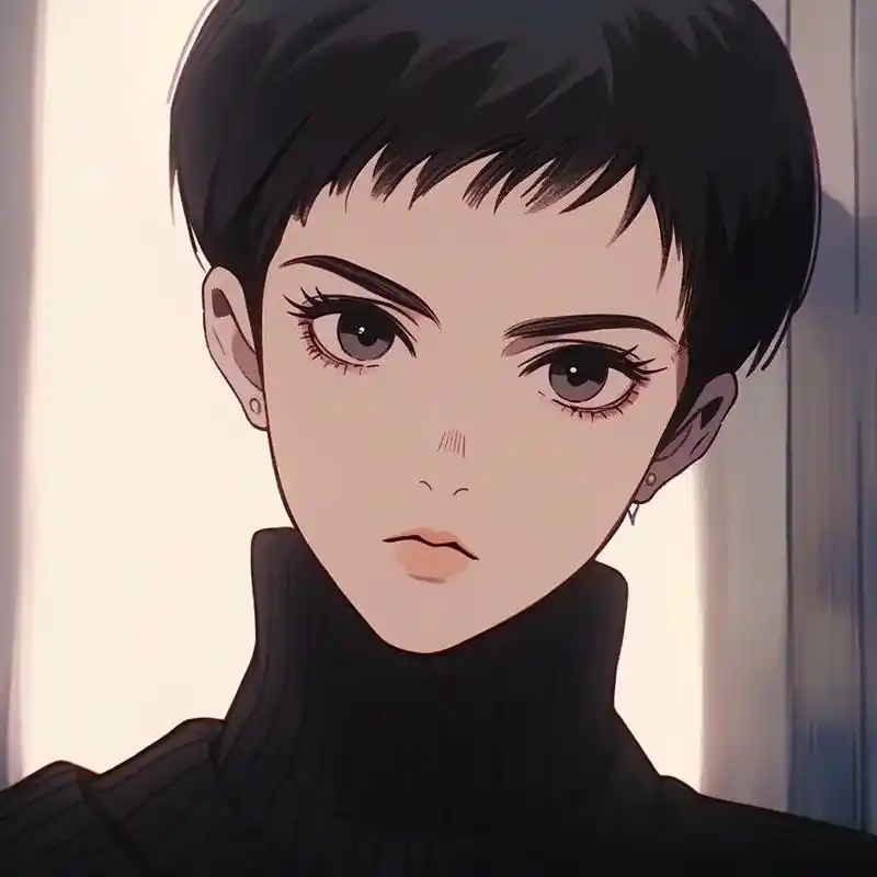 复古动漫女头.雌雄莫辩的美#漫画女孩 #ai绘画 #优质头像 - 抖音