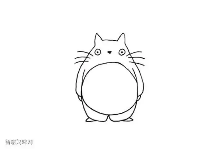 龙猫简笔画黑白最简