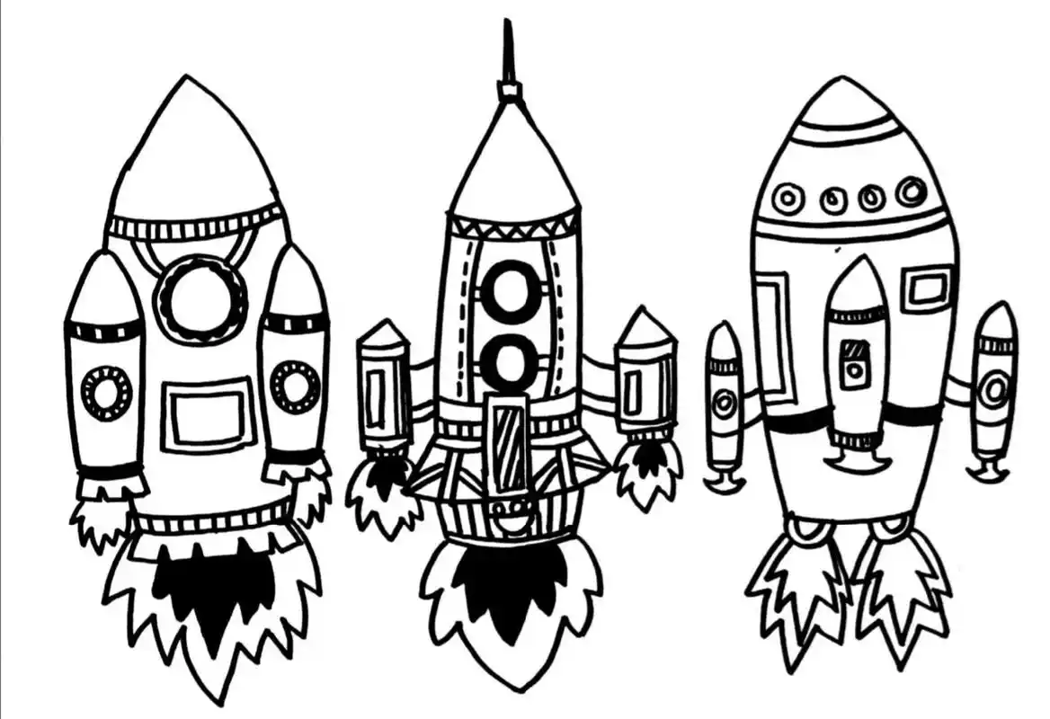 航天火箭简笔画儿童画手帐素材 航天素材