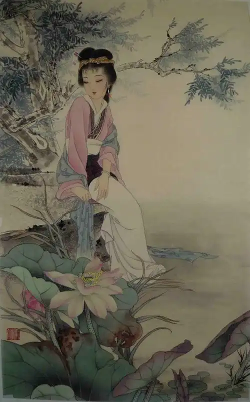 古术典雅[梨花一枝春带雨]-- 陈彦娥工笔仕女画(2) - 石墨閣画廊