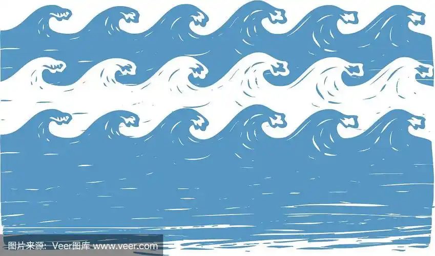 波浪,卡通,海浪,海洋,无人