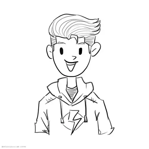 手绘线条简笔漫画人物富二代花样美男