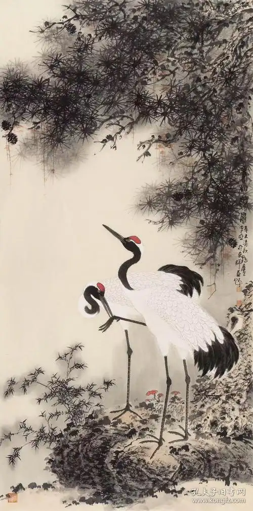 画家李亚花鸟画国画鹤