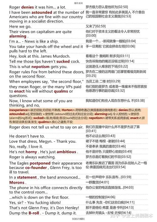 双语左右对照音频mp3爆炸新闻台词本爆炸新闻剧本电影bombshell台词本
