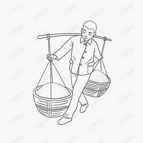扁担卡通简笔画五一劳动节农民挑扁担手绘插画扁担简笔画图片老北京人