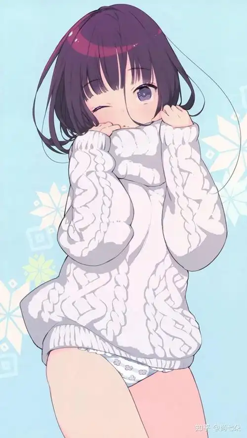 毛衣女孩二次元漫画插画人物图片保存第二组